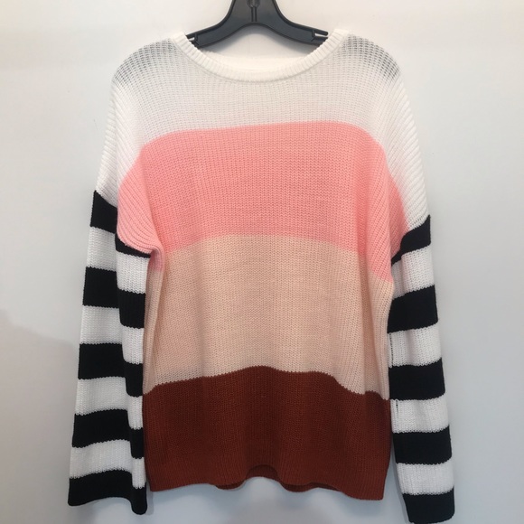 Striped Fisherman Knit Sweater M - Picture 3 of 4